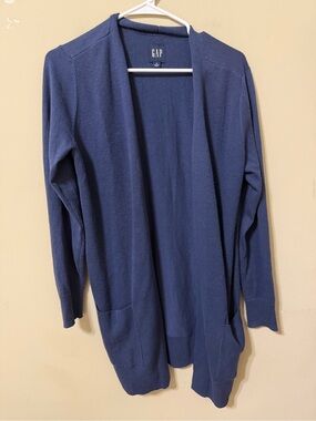 GAP Women's Open-Front Navy Cardigan Sweater small long line tunic lightweight